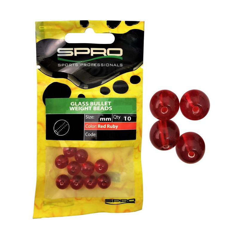 Spro Glass Bullet Weight Beads 6mm Red Ruby 10szt. 