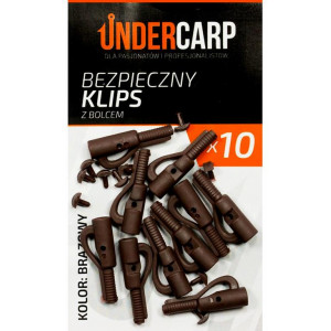 UnderCarp Bezpieczny klips z bolcem Brązowy 10szt.