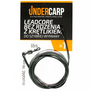 UnderCarp Leadcore bez rdzenia z krętlikiem 45lbs 70cm Zielony