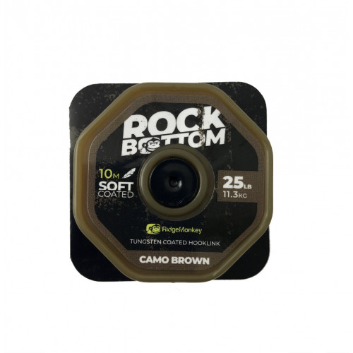 RidgeMonkey Rock Bottom powlekany wolframem przypon Soft Camol/Brązowy 25Lb 11.3kg 10m