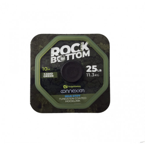 RidgeMonkey Rock Bottom powlekany wolframem przypon semi stiff Camol/Brązowy 25Lb 11.3kg 10m