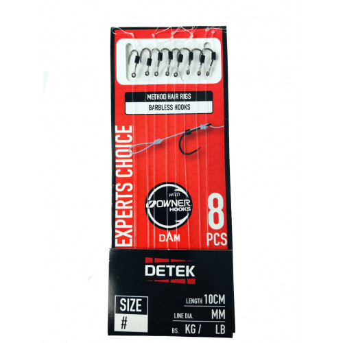 Dam Detek Method Hair Rig Barbless r.10 0.25mm 10cm przypony