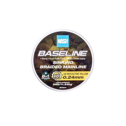 Nash Baseline Sinking Braid UV Yellow 25lb 600m plecionka