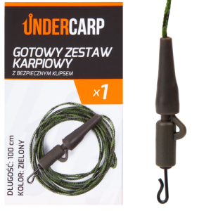 UnderCarp Leadcore z Bezpiecznym Klipsem Zielony 100cm