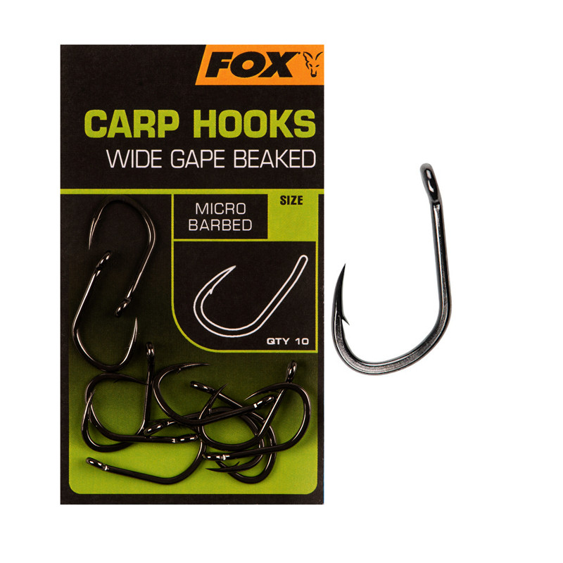 Fox Haki Carp Hooks Wide Gape Beaked r.2 Barbed 10szt.