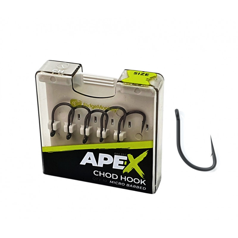 RidgeMonkey RM-Tec Ape-X Chod Hook r.8 10szt haki karpiowe