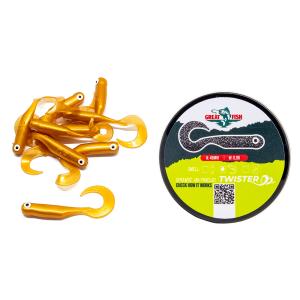 Great Fish GF1 Twister Soft Bait Shrimp Scent Gold 10szt 49mm