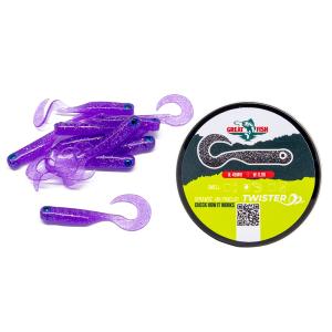 Great Fish GF1 Twister Soft Bait Shrimp Scent Glitter Light Purple 10szt 49mm