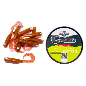 Great Fish GF1 Twister Soft Bait No Scent Motor Oil Red 10szt 49mm