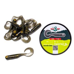 Great Fish GF1 Twister Soft Bait Shrimp Scent Black and Gold 10szt 49mm