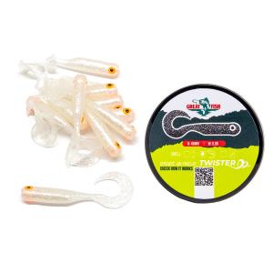 Great Fish GF1 Twister Soft Bait Shrimp Scent Silver Pearl 10szt 49mm