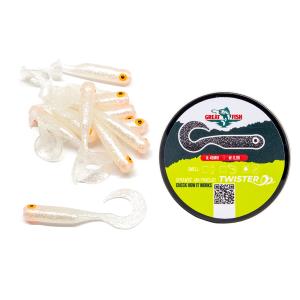 Great Fish GF1 Twister Soft Bait No Scent Silver Pearl 10szt 49mm