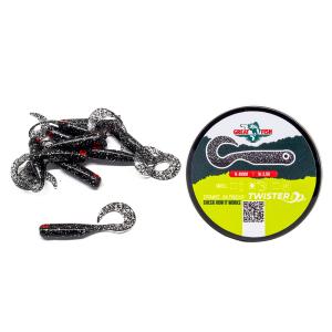 Great Fish GF1 Twister Soft Bait Shrimp Scent Glitter Graphite 10szt 49mm