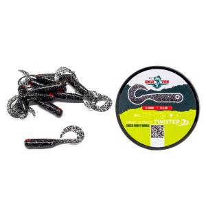 Great Fish GF1 Twister Soft Bait No Scent Glitter Graphite 10szt 49mm
