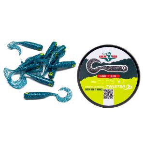 Great Fish GF1 Twister Soft Bait No Scent Glitter Blue 10szt 49mm