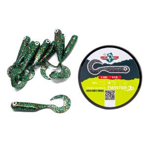 Great Fish GF1 Twister Soft Bait Shrimp Scent Glitter Colorful 10szt 49mm