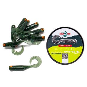 Great Fish GF1 Twister Soft Bait No Scent Magic Green 10szt 49mm