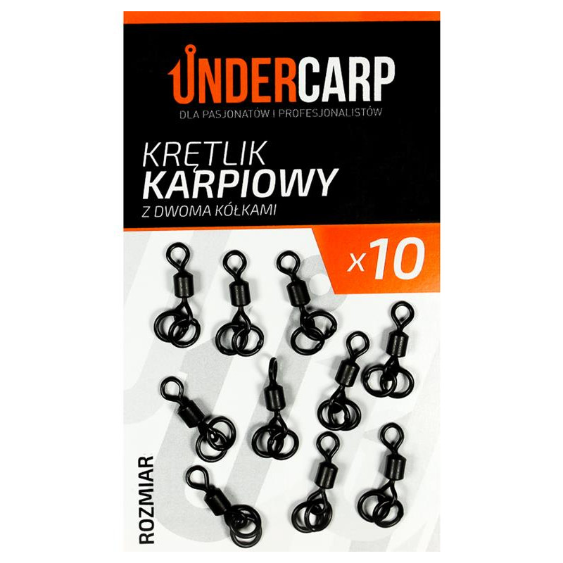 UnderCarp Krętlik karpiowy z dwoma kółkami r. 8 10szt. 