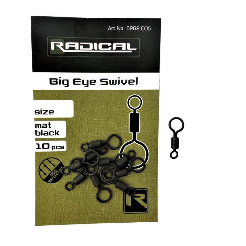 Radical Krętlik Big Eye Swivel Size 8 Mat Black 10szt. 
