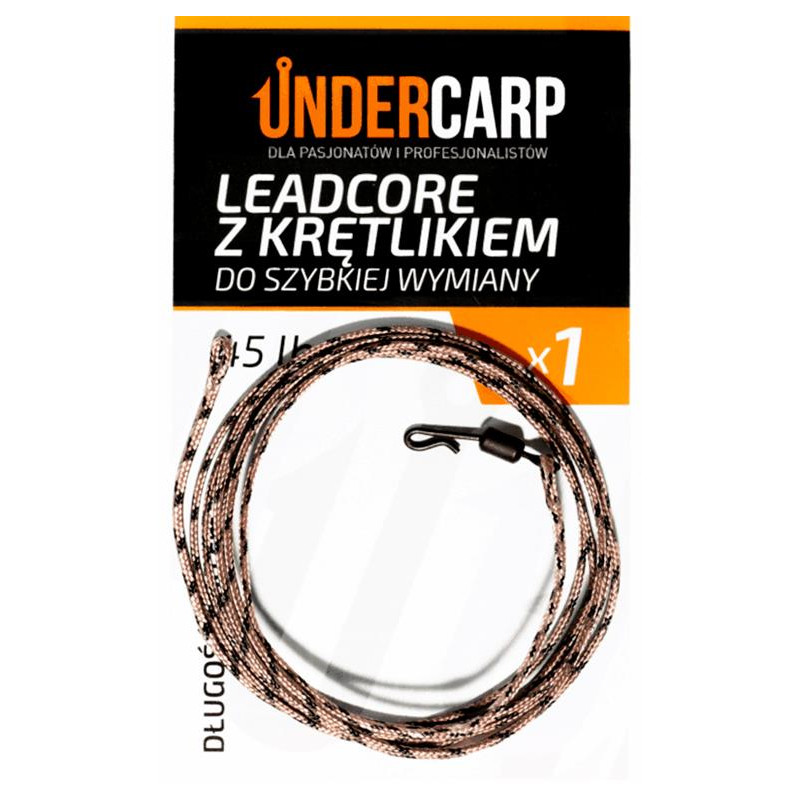 UnderCarp Leadcore z krętlikiem do szybkiej wymiany Brązowy 