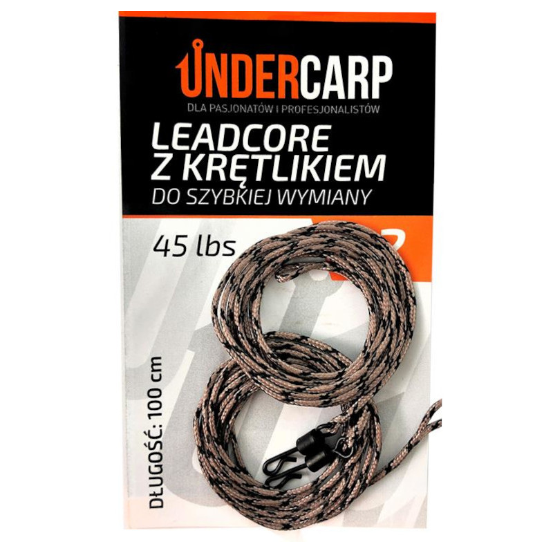UnderCarp Leadcore z krętlikiem do szybkiej wymiany Brązowy 2szt.