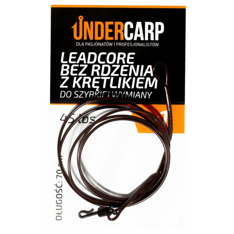 UnderCarp Leadcore bez rdzenia z krętlikiem do szybkiej wymiany Brązowy 45lbs 