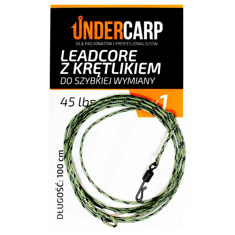 UnderCarp Leadcore z krętlikiem do szybkiej wymiany Zielony 