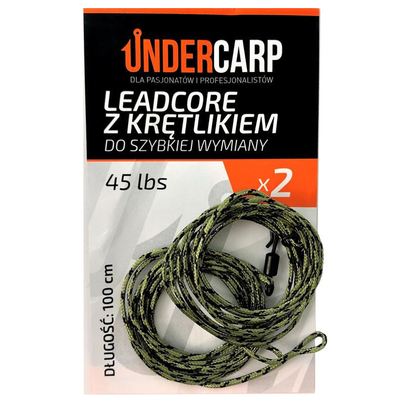 UnderCarp Leadcore z krętlikiem do szybkiej wymiany Zielony 2szt.