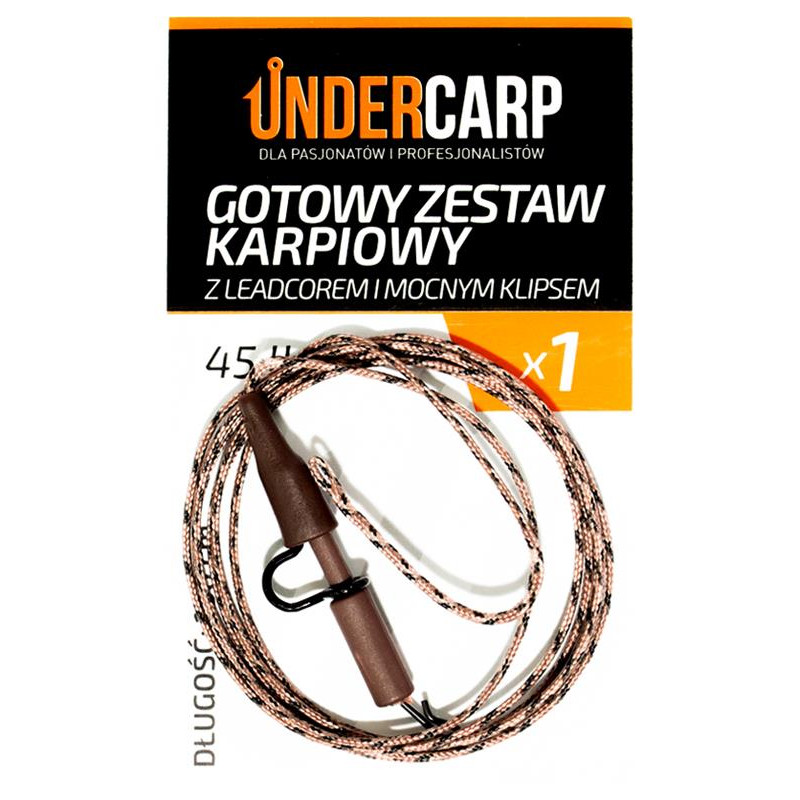 UnderCarp Gotowy zestaw karpiowy z leadcorem i mocnym klipsem Brązowy 