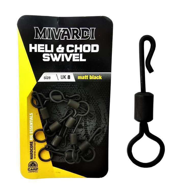 Mivardi Heli & Chod Swivel r. 4 Matt Black 8szt. 