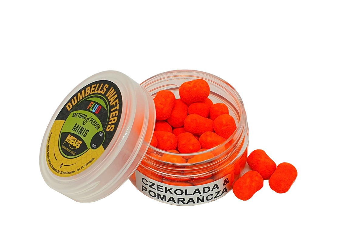Meus MINIS Dumbells Wafters Fluo 8mm Czekolada Pomarańcza

