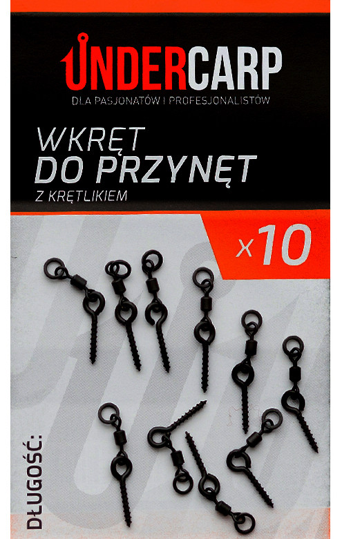 UnderCarp Wkręt do przynęt z krętlikiem 12mm 10szt.