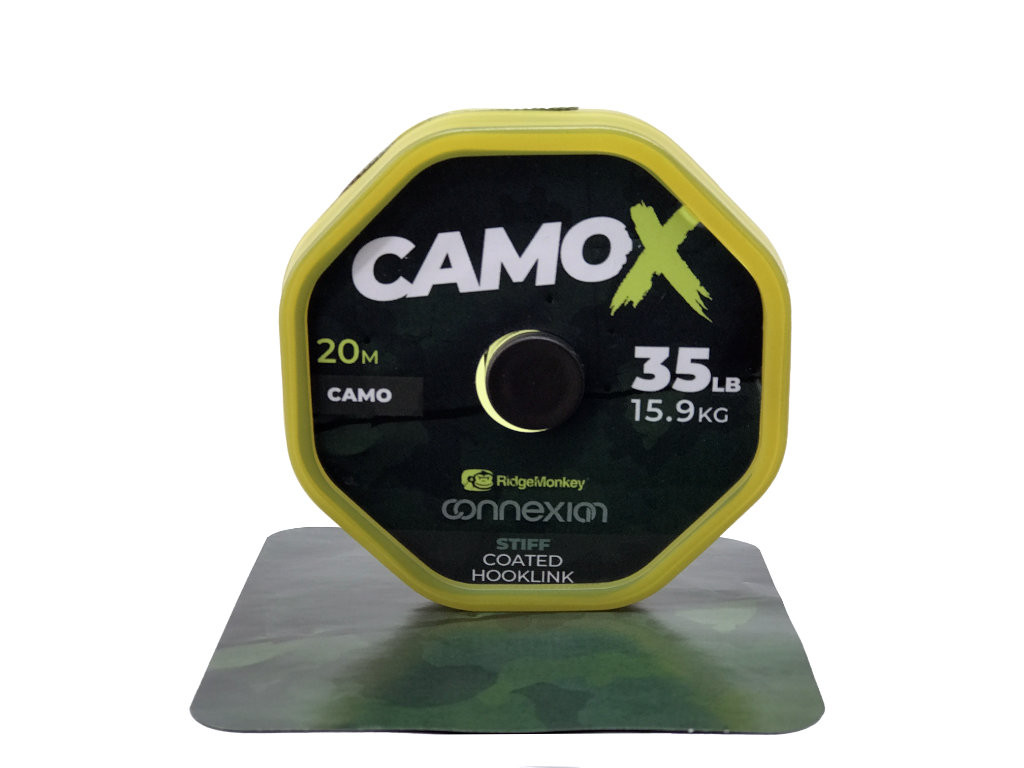 RidgeMonkey Connexion CamoX Stiff Coated Hooklink 35Lb 15.9kg 20m