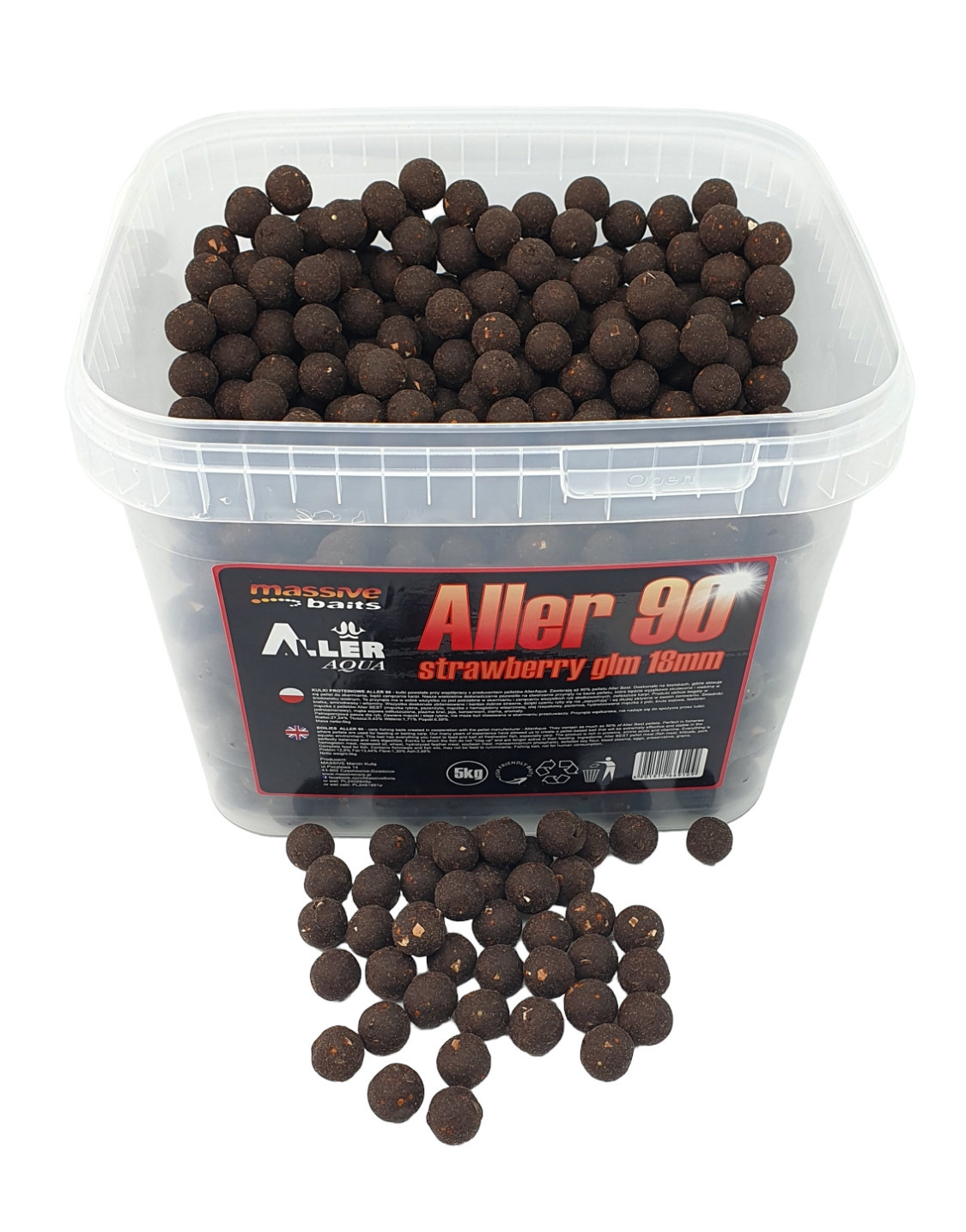 Massive Baits Aller Strawberry GLM 90 5kg 18mm kulki zanętowe