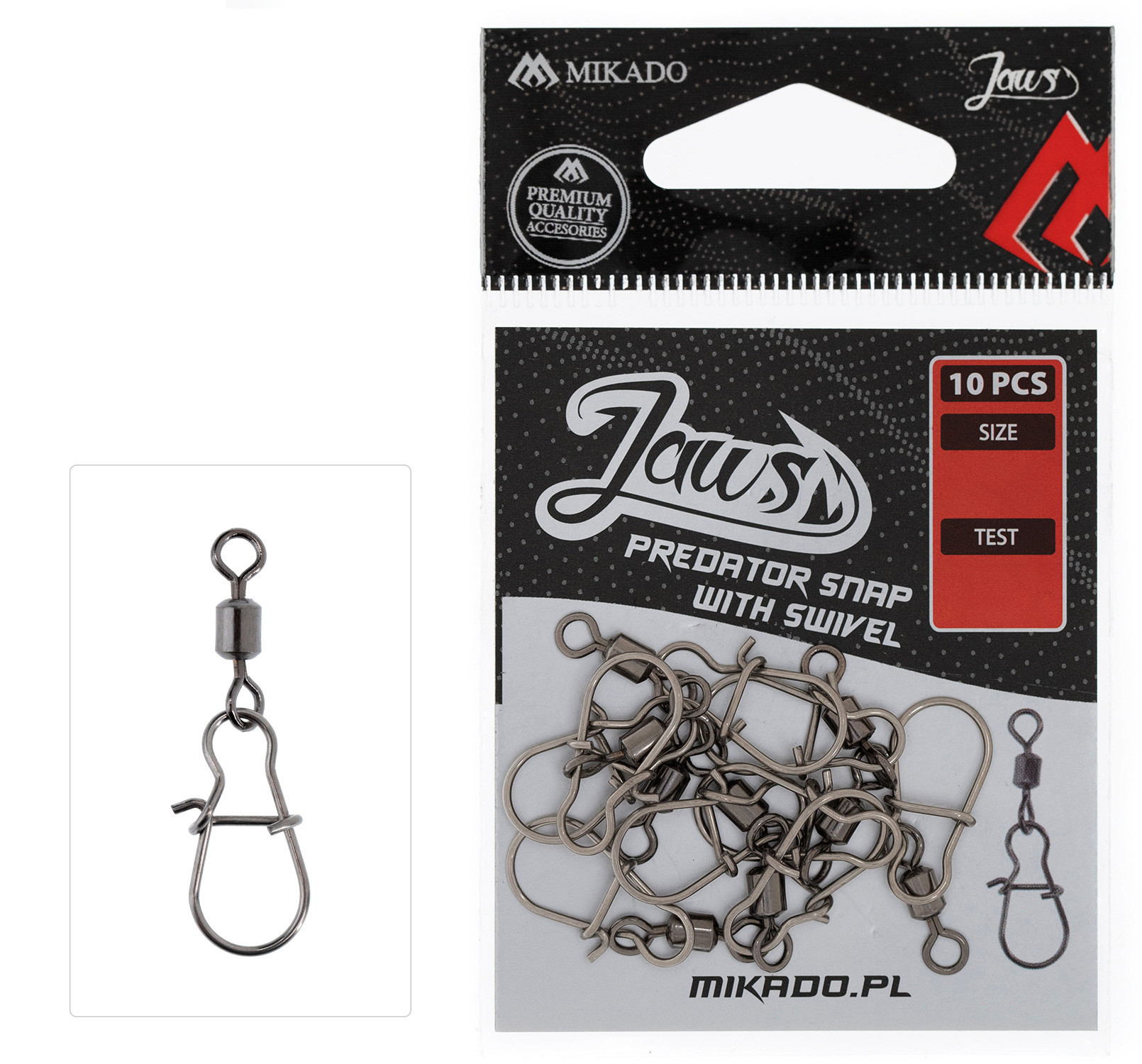 Mikado Jaws predator snap Agrafka z krętlikiem r. XS 10szt.