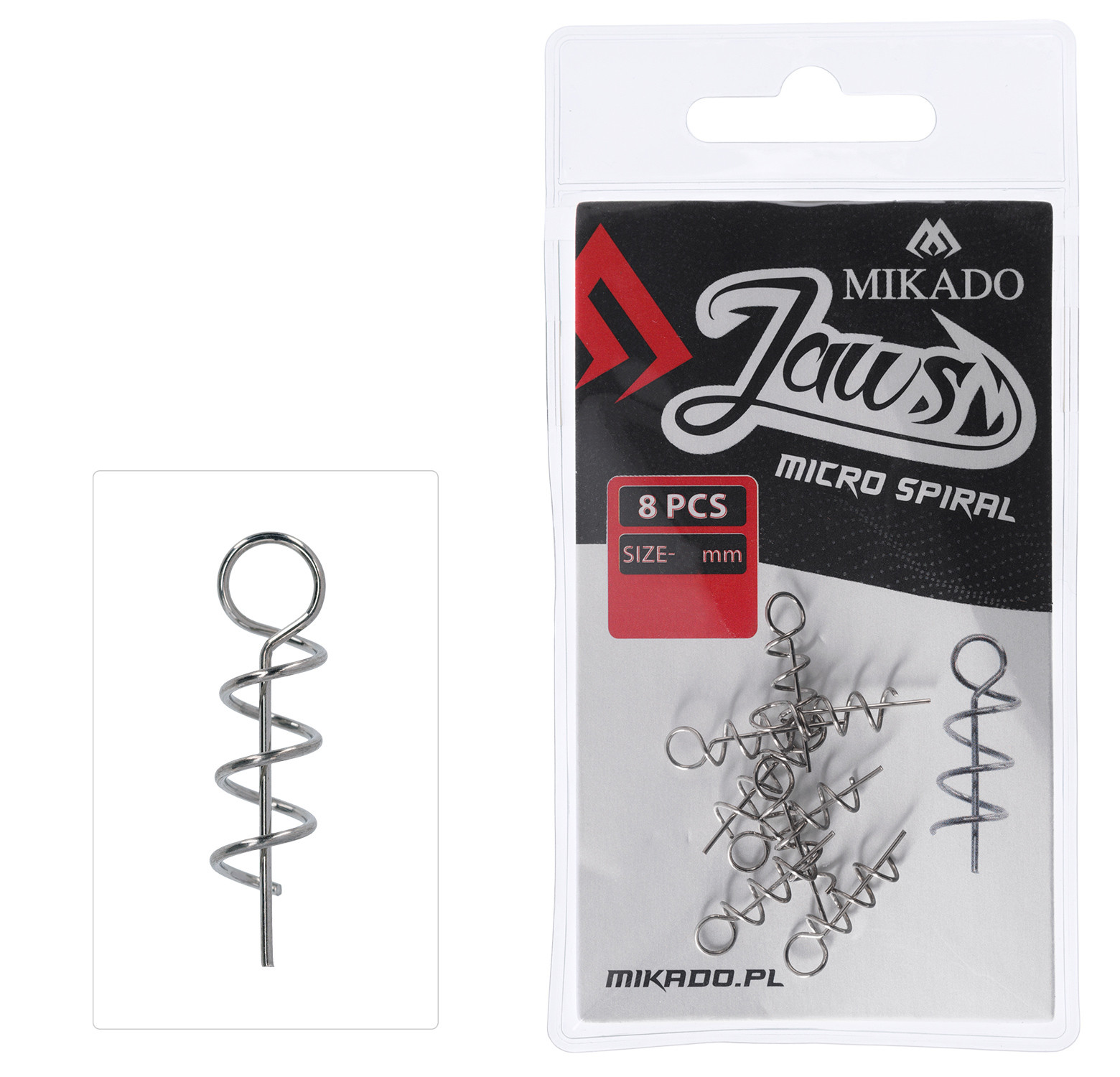 Mikado Wkręt do przynęt miękkich Jaws Micro Spiral S 15mm 8szt.