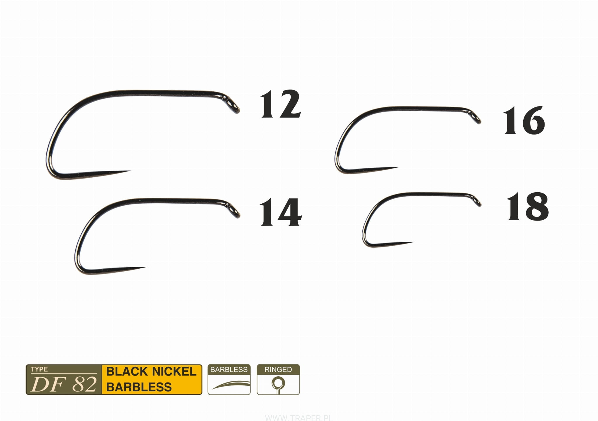 Traper DF82 barbless r.16 haki muchowe