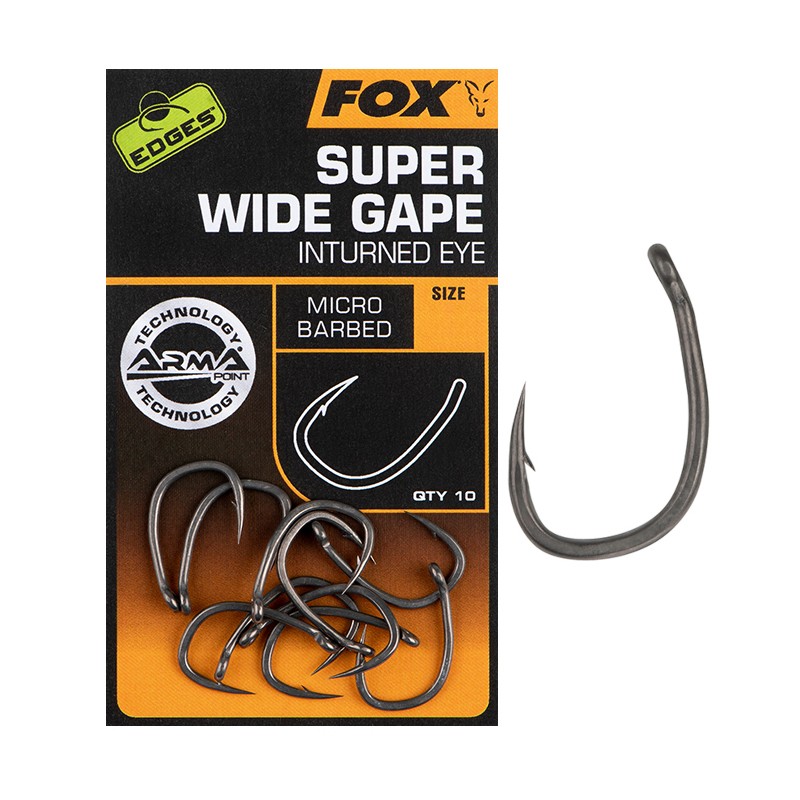Fox Super Wide Gape Inturned Eye Barbed r.4 10szt. haki karpiowe