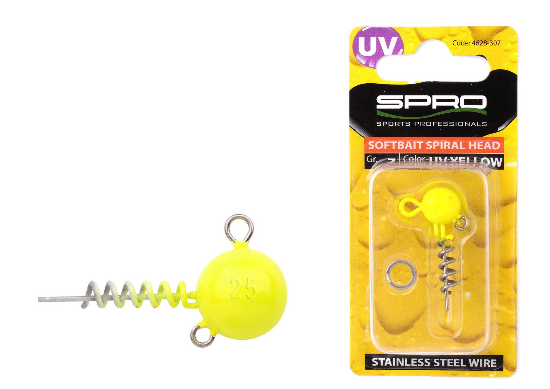 Spro Spiralhead UV Yellow 25g główka jigowa z wkrętem