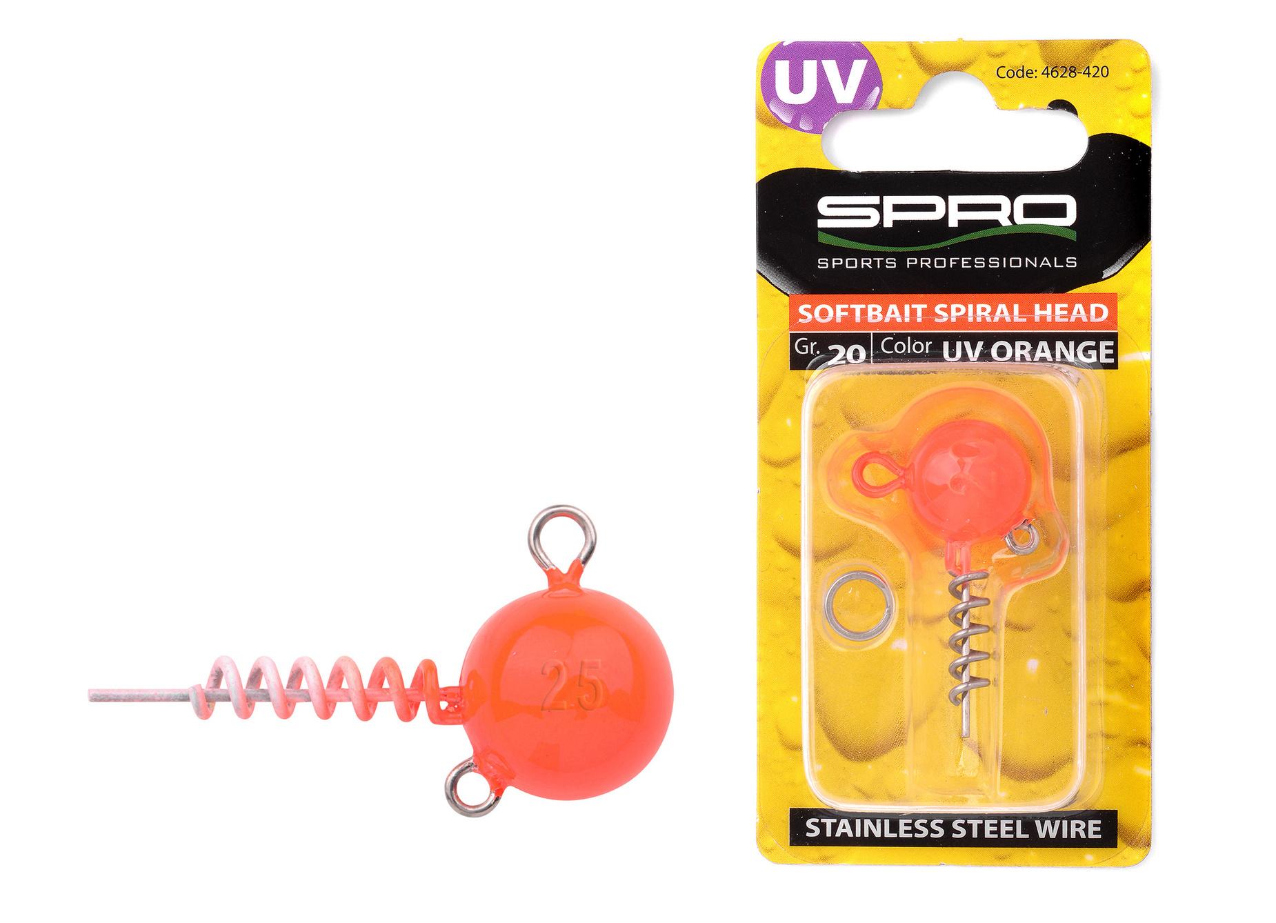 Spro Spiralhead UV Orange 20g główka jigowa z wkrętem