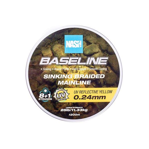Nash Baseline Sinking Braid UV Yellow 25lb 1200m plecionka