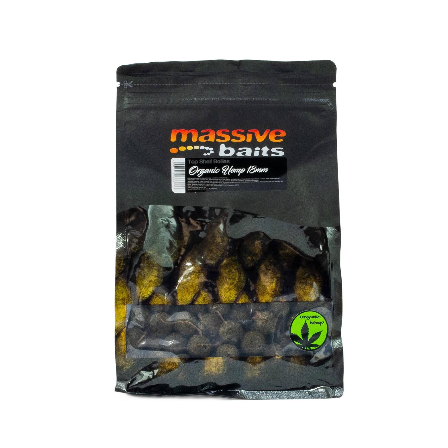 Massive Baits Top Shelf Boilies Organic Hemp 18mm 1kg kulki zanętowe