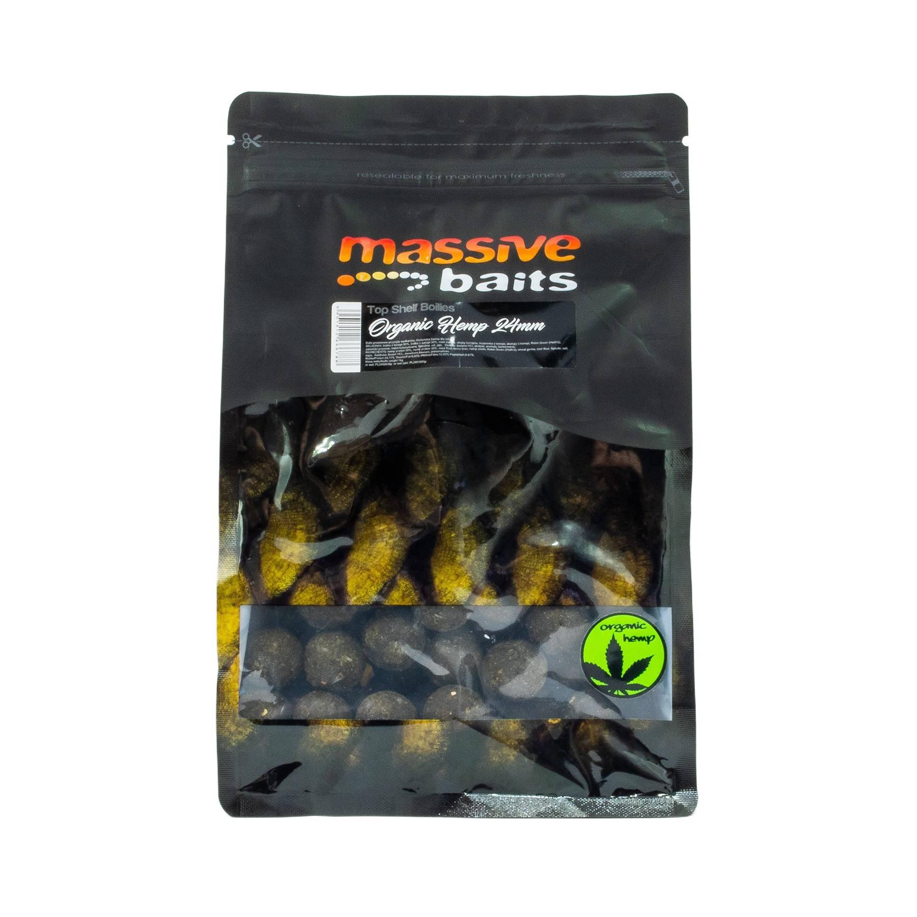 Massive Baits Top Shelf Boilies Organic Hemp 24mm 1kg kulki zanętowe