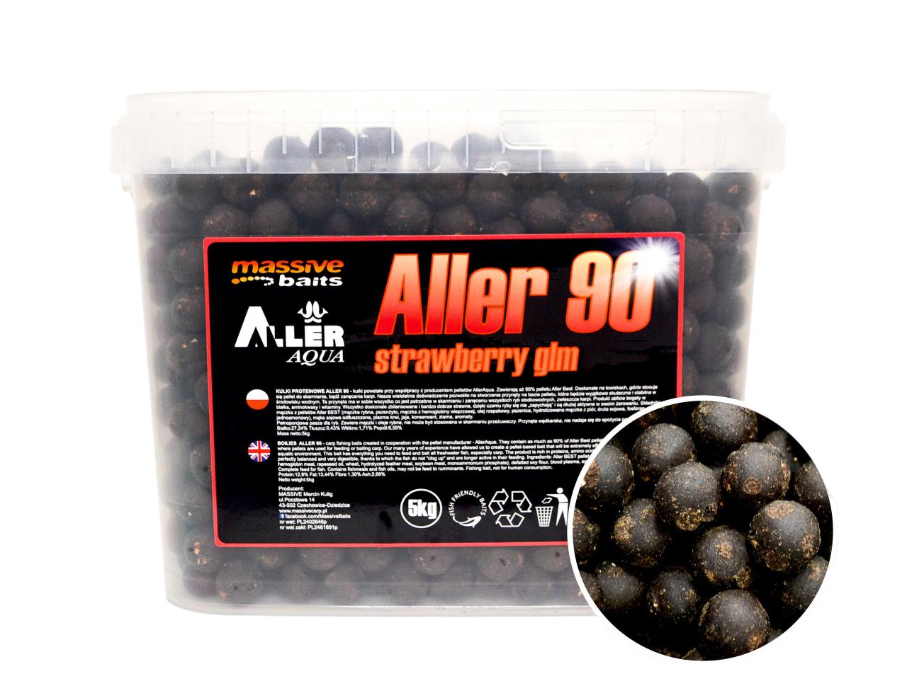 Massive Baits Aller 90 Strawberry GLM 24mm 5kg kulki zanętowe