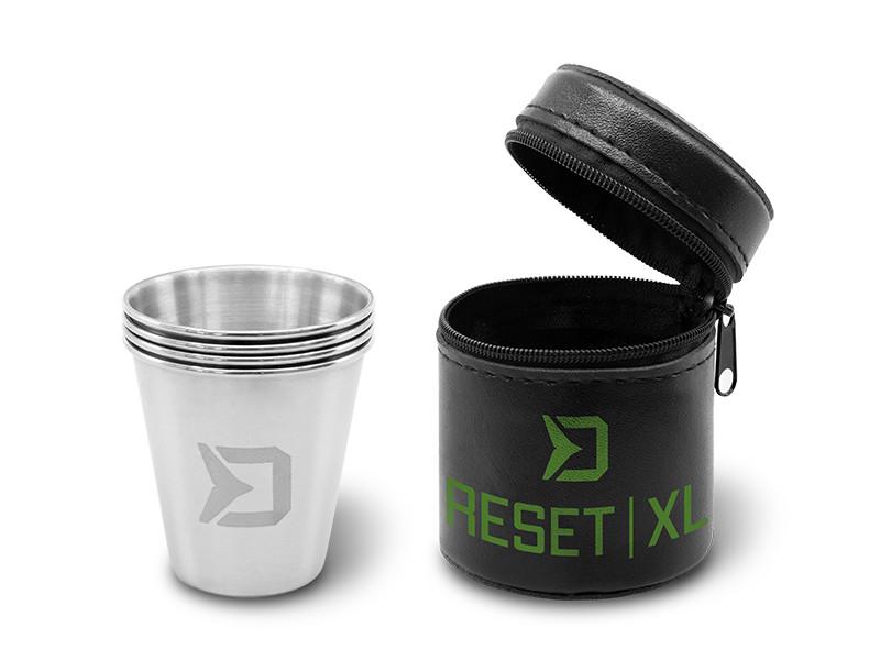 Delphin Reset XL 4v1 zestaw kieliszków ze stali nierdzewnej 4x70ml