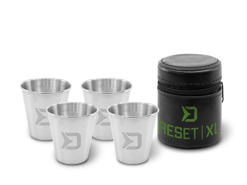 Delphin Reset XL 4v1 zestaw kieliszków ze stali nierdzewnej 4x70ml