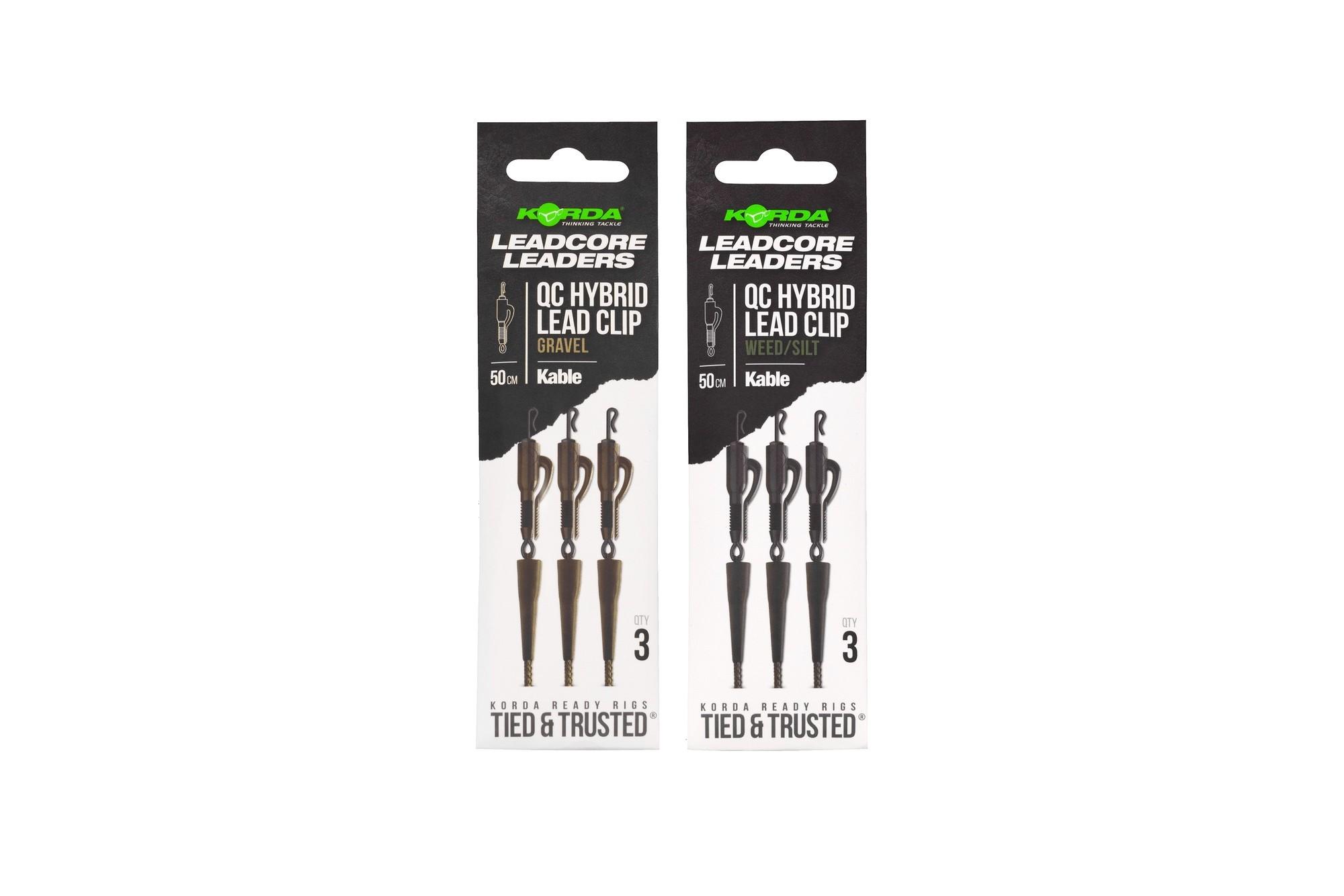 Korda Kable Leadcore Leader Hybrid Lead Clip QC Swivel Gravel Brown 50cm
