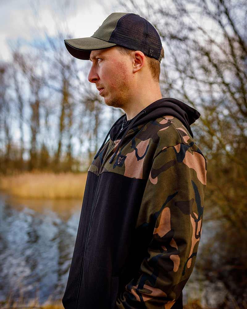 Fox LW Black Camo Split Zip Hoody r.S bluza