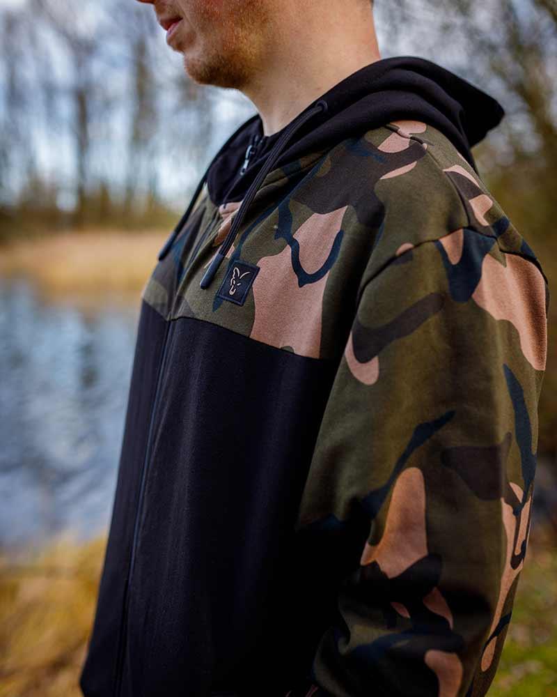 Fox LW Black Camo Split Zip Hoody r.M bluza