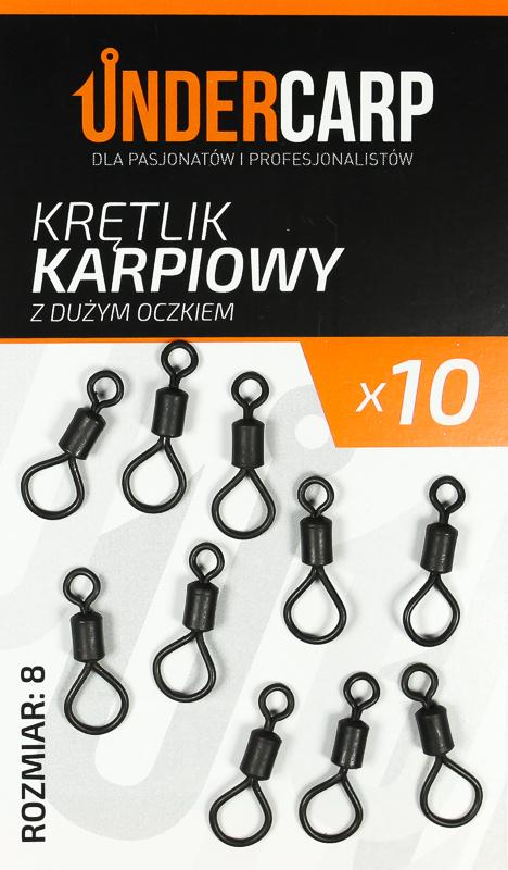 UnderCarp Krętlik karpiowy z dużym oczkiem r.8 10szt.